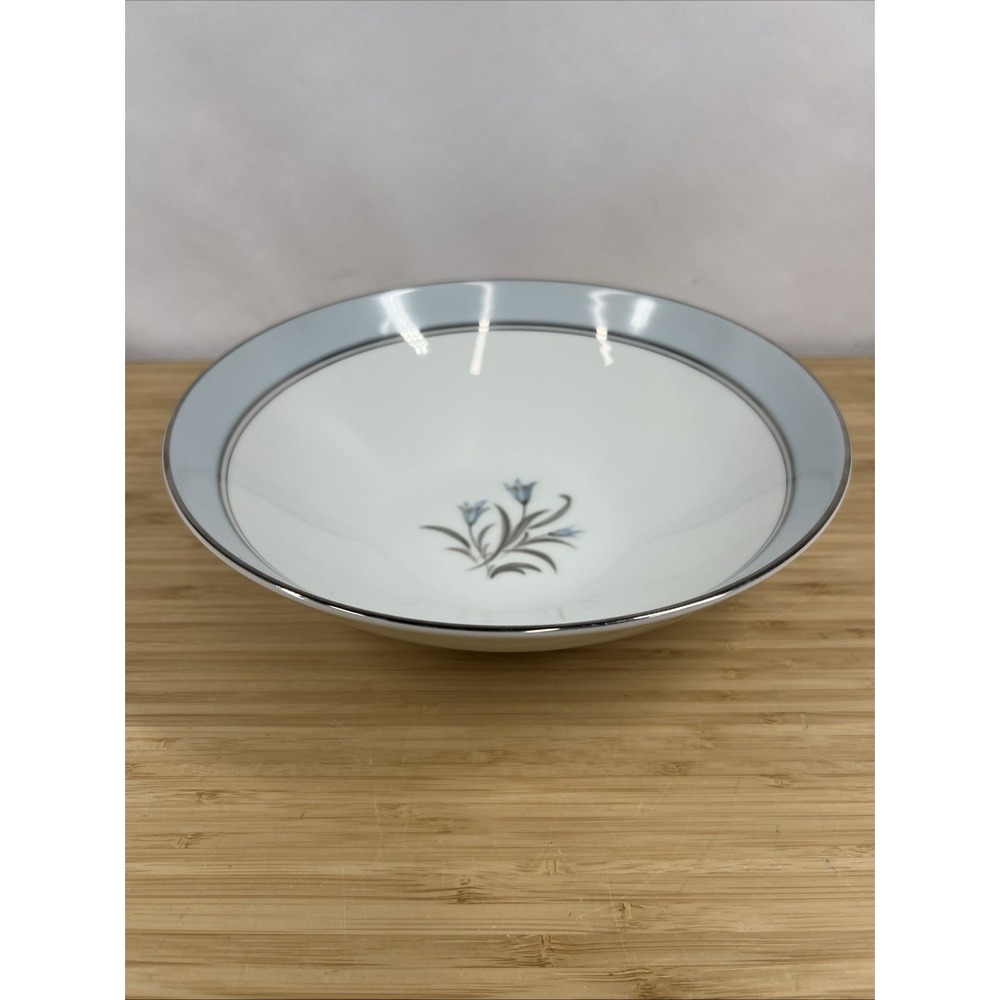 Noritake‎ Bluebell 5558 9" Round Serving Bowl Japan Blue Rim Platinum Trim - Picture 2 of 7